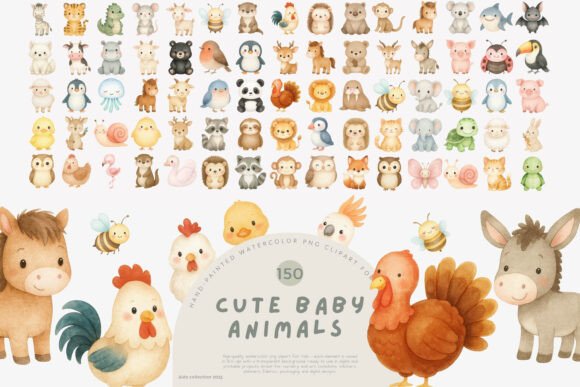 Download Baby Animals Clipart Set - Baby animals clipart Collection