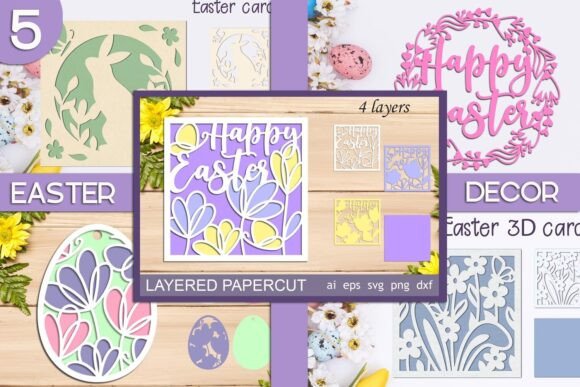 Download Happy Easter Card Set, 3d Layered Decor - Happy easter card Collection